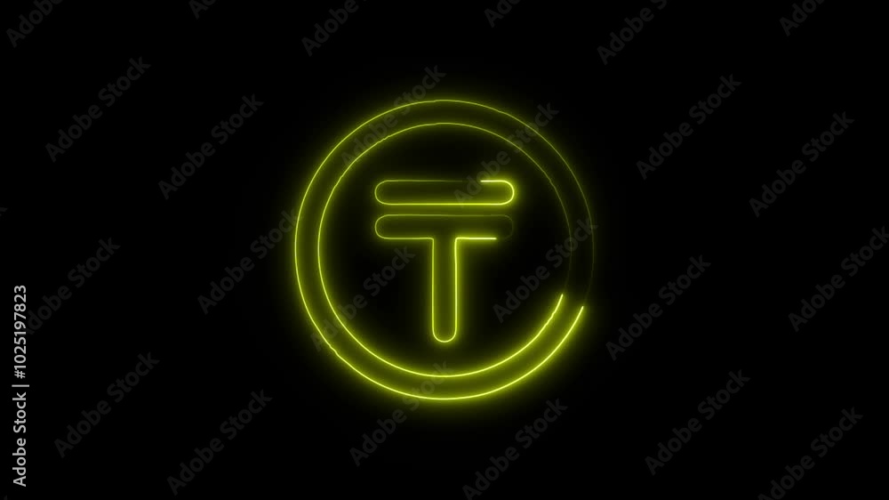 Currency Tenge Outline Icon in HD Video Neon Animation – Finance and Money Symbol on Black Background Currency Tenge Outline Icon in HD Video Neon Animation – Finance and Money Symbol on Black Background
