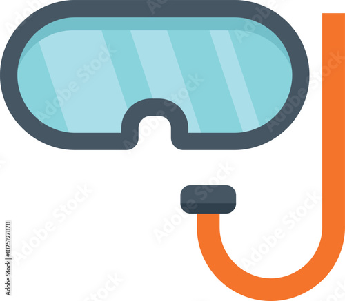This minimalist icon of a diving mask with snorkel evokes aquatic adventures and underwater exploration