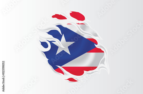 Puerto Rico flag ripped icon illustration