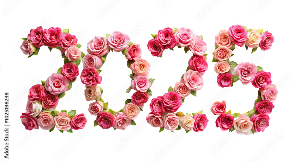 2025 number made from roses and flowers on white background, symbolizing beauty, nature, and celebration, perfect for floral and festive designs. 2025 number made from roses and flowers on white background, symbolizing beauty, nature, and celebration, perfect for floral and festive designs.