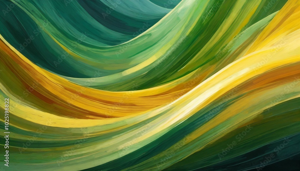 Fototapeta premium ondas de cores em movimento, tema verde e amarelo, fundo