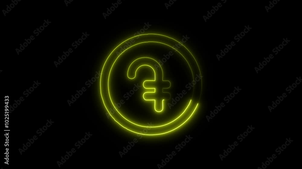 Currency Dram Outline Icon in HD Video Neon Animation – Finance and Money Symbol on Black Background Currency Dram Outline Icon in HD Video Neon Animation – Finance and Money Symbol on Black Background