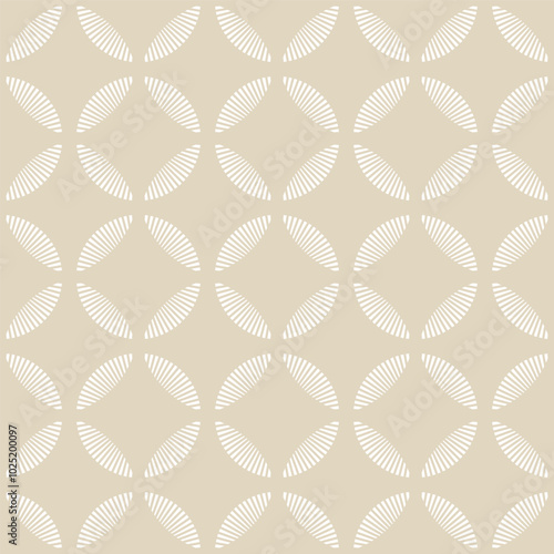 Beige Bohemian Abstract Geometric Circle Segments Seamless Vector Repeat Pattern