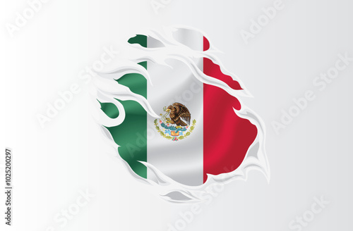 Mexico flag ripped icon illustration