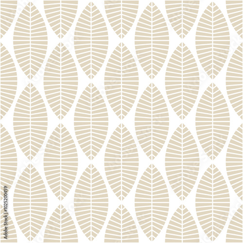 Classic Vintage Art Deco Clean Minimal Leaves Geometric Seamless Vector Repeat Pattern