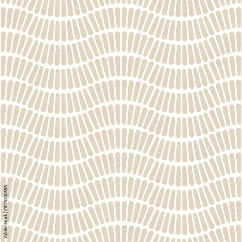 Classic Vintage Art Deco Tan Waves Abstract Geometric Simple Seamless Vector Repeat Pattern