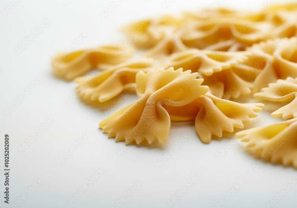 Egg pasta, food on a white background, farfalle Egg pasta, food on a white background, farfalle