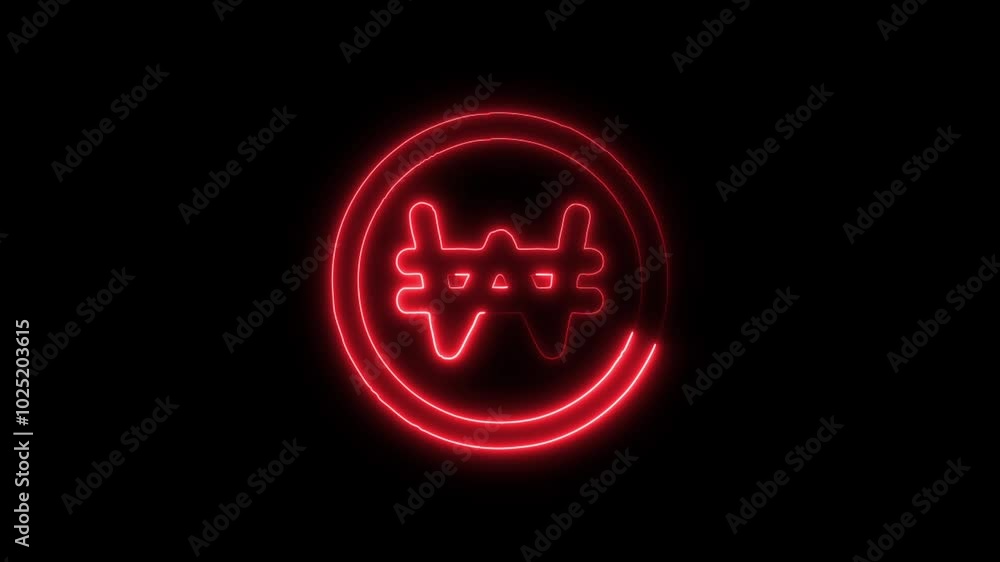 Currency Won Outline Icon in HD Video Neon Animation – Finance and Money Symbol on Black Background Currency Won Outline Icon in HD Video Neon Animation – Finance and Money Symbol on Black Background