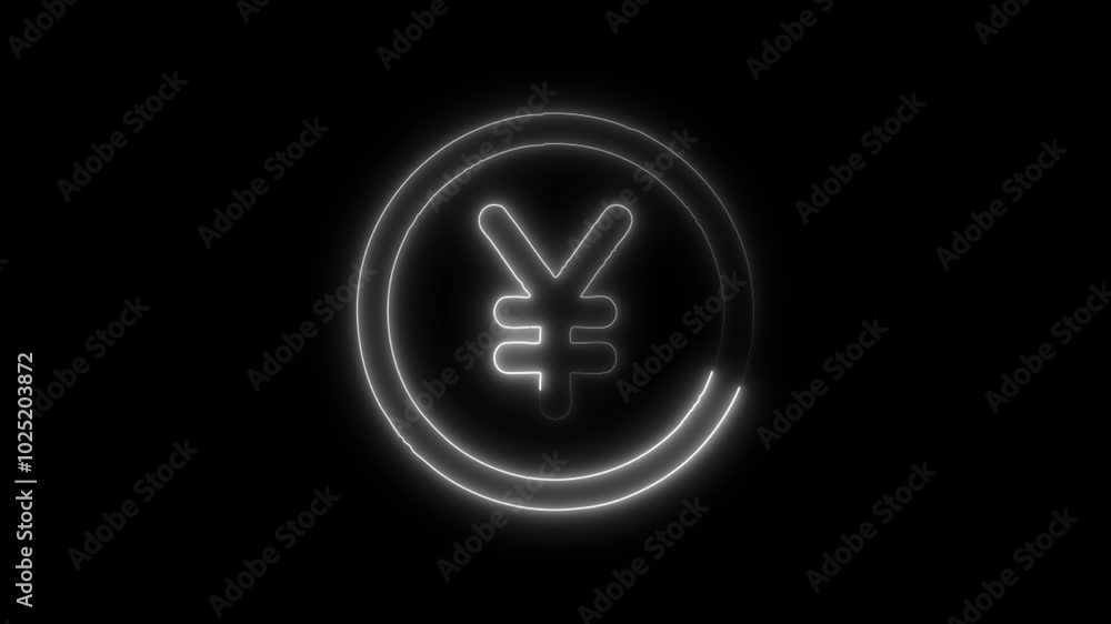 Currency Yen Outline Icon in HD Video Neon Animation – Finance and Money Symbol on Black Background Currency Yen Outline Icon in HD Video Neon Animation – Finance and Money Symbol on Black Background
