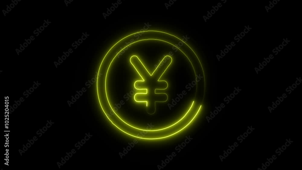 Currency Yen Outline Icon in HD Video Neon Animation – Finance and Money Symbol on Black Background Currency Yen Outline Icon in HD Video Neon Animation – Finance and Money Symbol on Black Background
