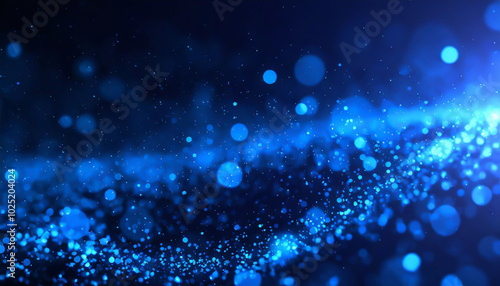 Vibrant blue bokeh lights create a mesmerizing atmosphere of relaxation and tranquility in an abstract setting