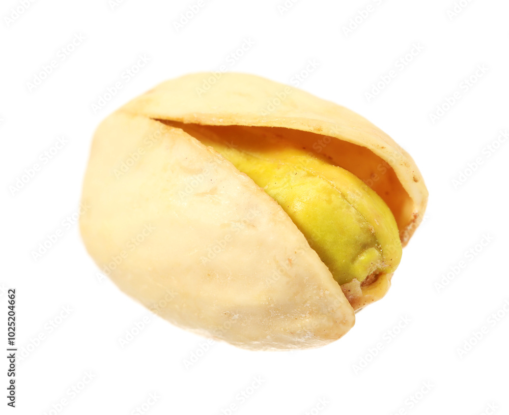 One tasty pistachio nut isolated on white One tasty pistachio nut isolated on white