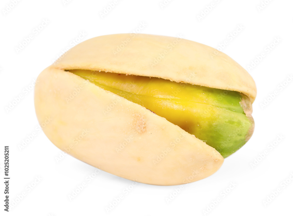 One tasty pistachio nut isolated on white One tasty pistachio nut isolated on white