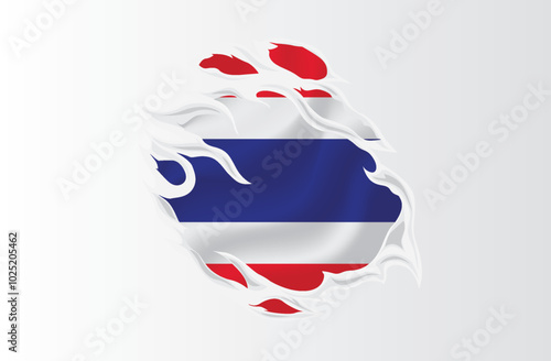 Thailand flag ripped icon illustration