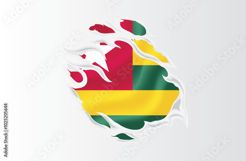 Togo flag ripped icon illustration