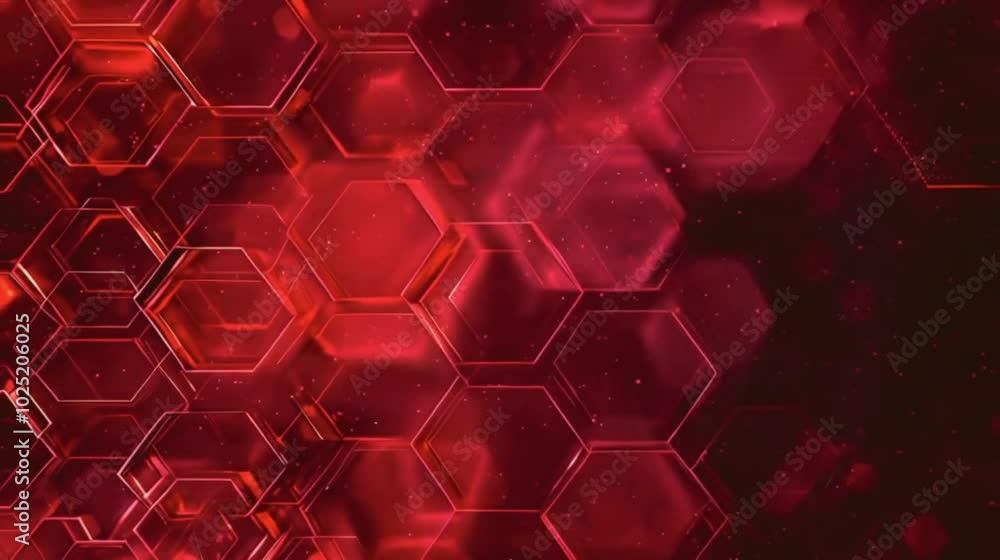 Latar belakang teknologi segi enam merah abstrak. Gambar bernada rendering 3d	