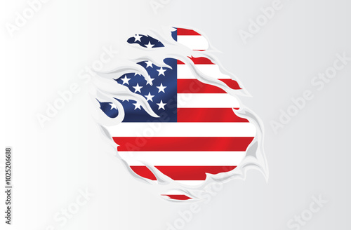 America flag ripped icon illustration