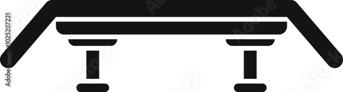 Black glyph icon for adjustable platform stepper showing fitness levels