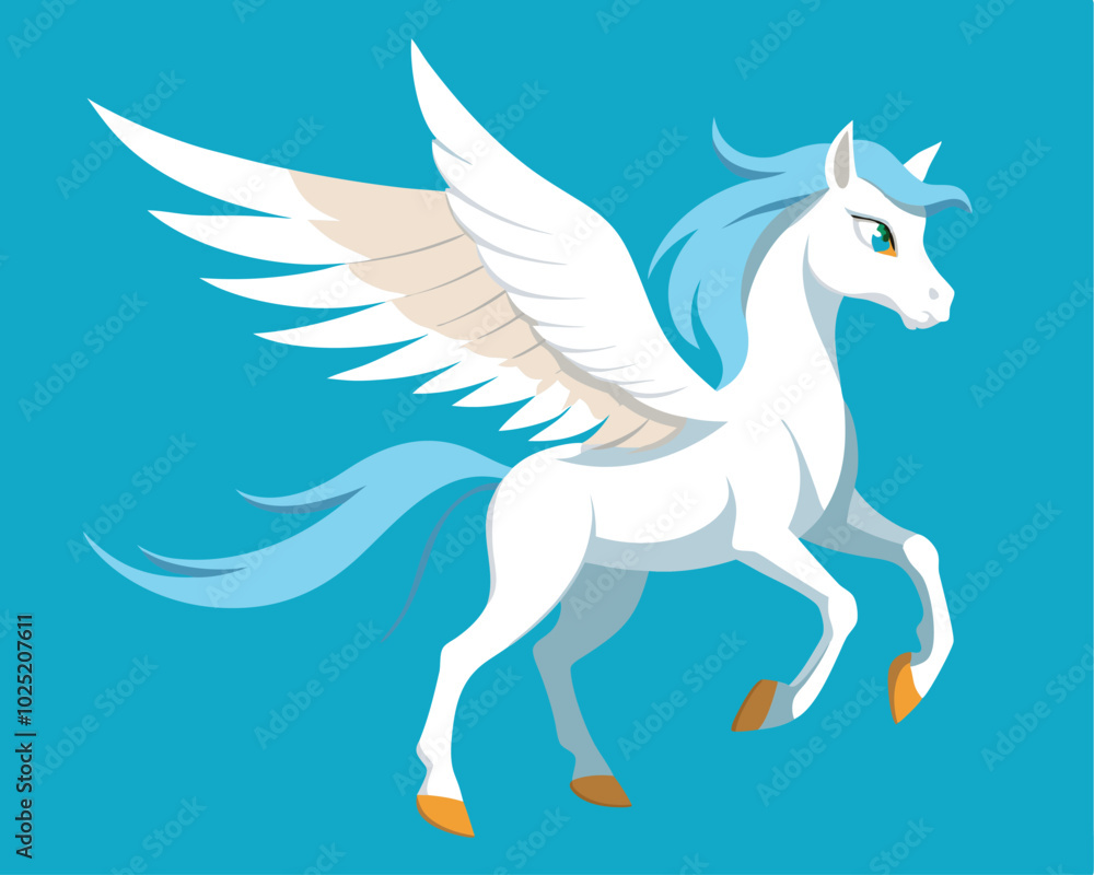 horse with blue wings vector illustration. horse with blue wings vector illustration.