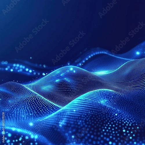 Abstract Blue Background with Glowing Dots and Lines for Technology and Digital Concepts