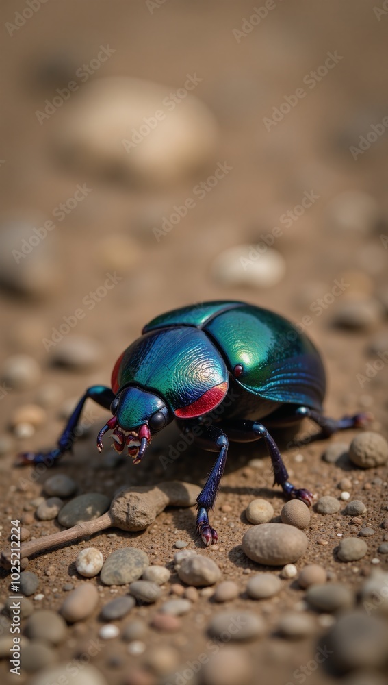 A colored bug resides upon the earth blue red A colored bug resides upon the earth blue red