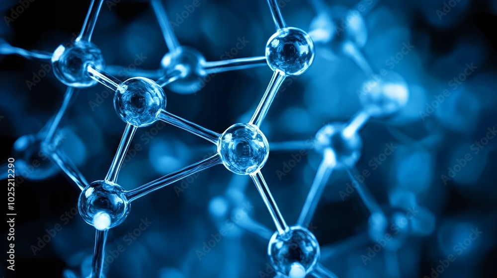 Abstract molecule model in blue. Abstract molecule model in blue.