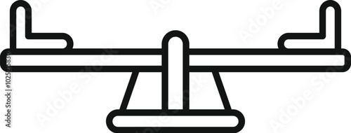 This simple seesaw icon represents playground equipment found in parks and schools