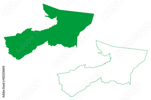 Cruzeiro do Sul municipality (Acre state, Municipalities of Brazil, Federative Republic of Brazil) map vector illustration, scribble sketch Cruzeiro do Sul map