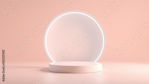 Podium for product presentation on soft light colour background.