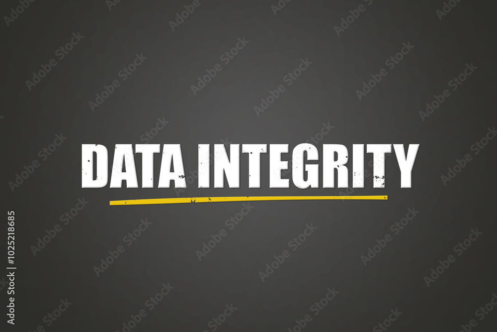 Fototapeta premium Data integrity. A blackboard with white text. Illustration with grunge text style.