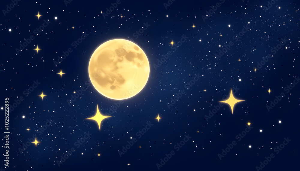 Fototapeta premium Moon, star, stars, sparkles, falling star, isolated on transparent background. Night sky, starlight, milky way, galaxy, space overlays, png isolated with white highlights, png