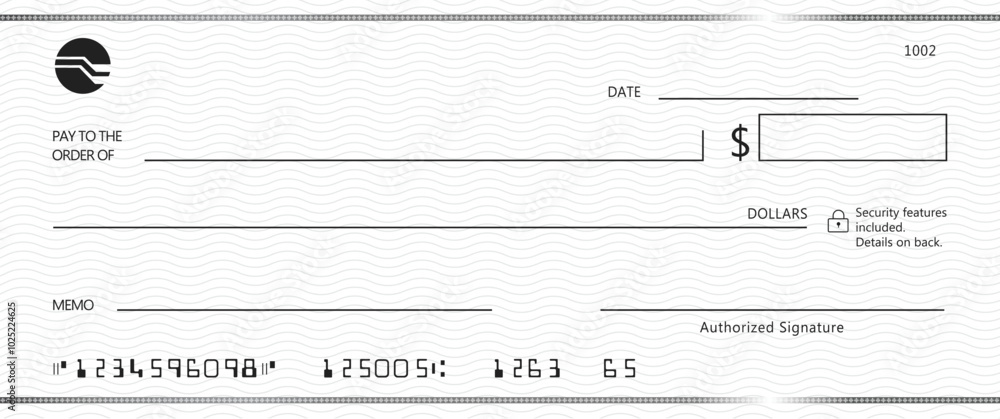 Bank check, vector blank money cheque, checkbook template with guilloche pattern and fields. Currency payment coupon, money check background Bank check, vector blank money cheque, checkbook template with guilloche pattern and fields. Currency payment coupon, money check background