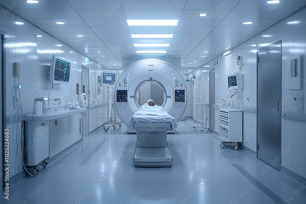 Obraz premium A stock photo of a doctor consulting with a patient in a hospital room, representing healthcare services. Concept of health.