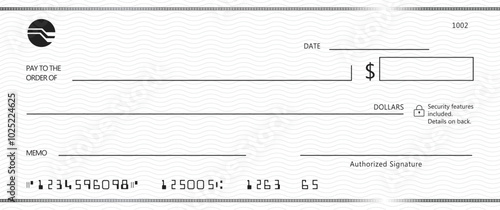 Bank check, vector blank money cheque, checkbook template with guilloche pattern and fields. Currency payment coupon, money check background	