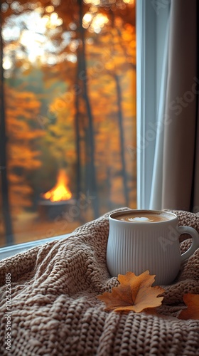 Cozy Autumn living room Moments with Pumpkin, Coffee