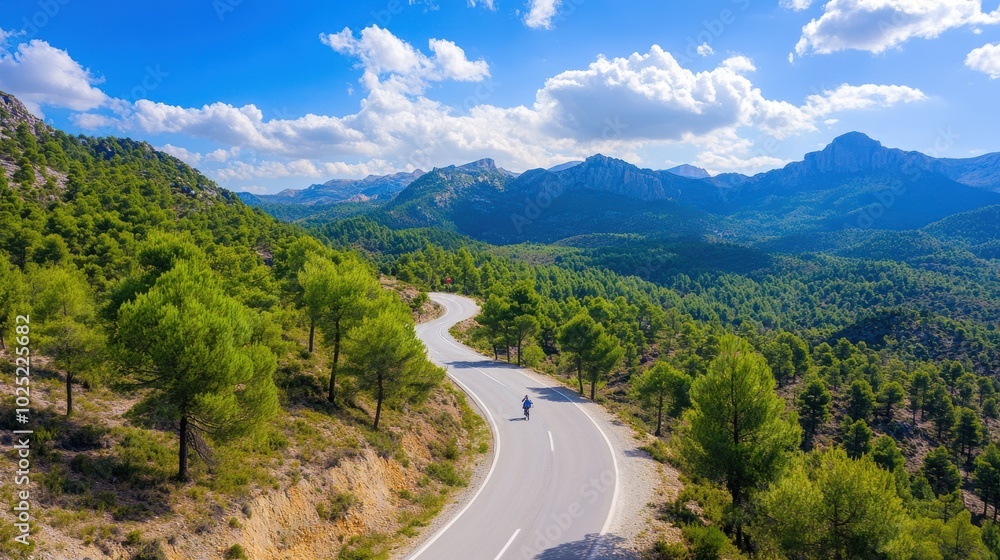 Fototapeta premium Curvy Mountain Road Through Lush Green Landscape