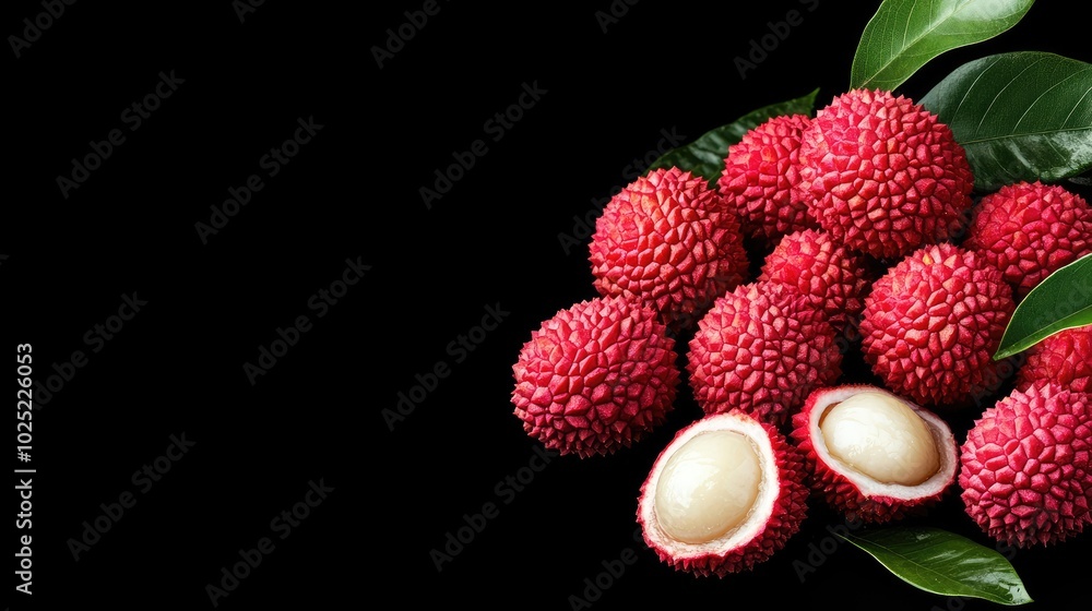 Fresh Cut Lychees with Glossy Juicy Flesh Fresh Cut Lychees with Glossy Juicy Flesh