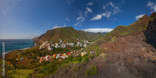 Beautiful view of the Atlantic ocean and anaga mountains on Tenerife island, Spain photo