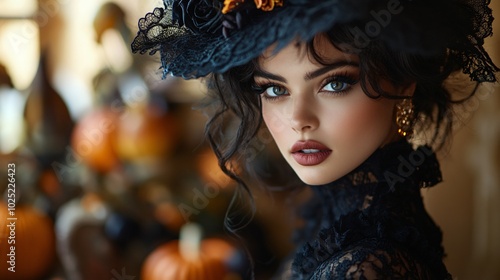 portrait of woman on Halloween masquerade