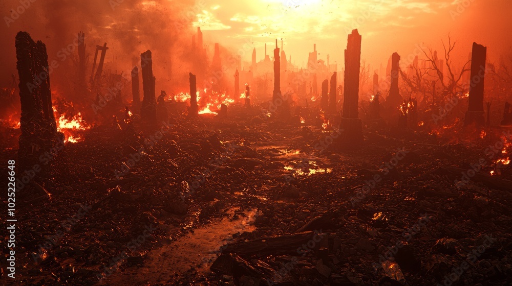 Infernal Battlefields: A 3D Rendered Hellscape of Tormented Souls in Cinematic Lightning Infernal Battlefields: A 3D Rendered Hellscape of Tormented Souls in Cinematic Lightning