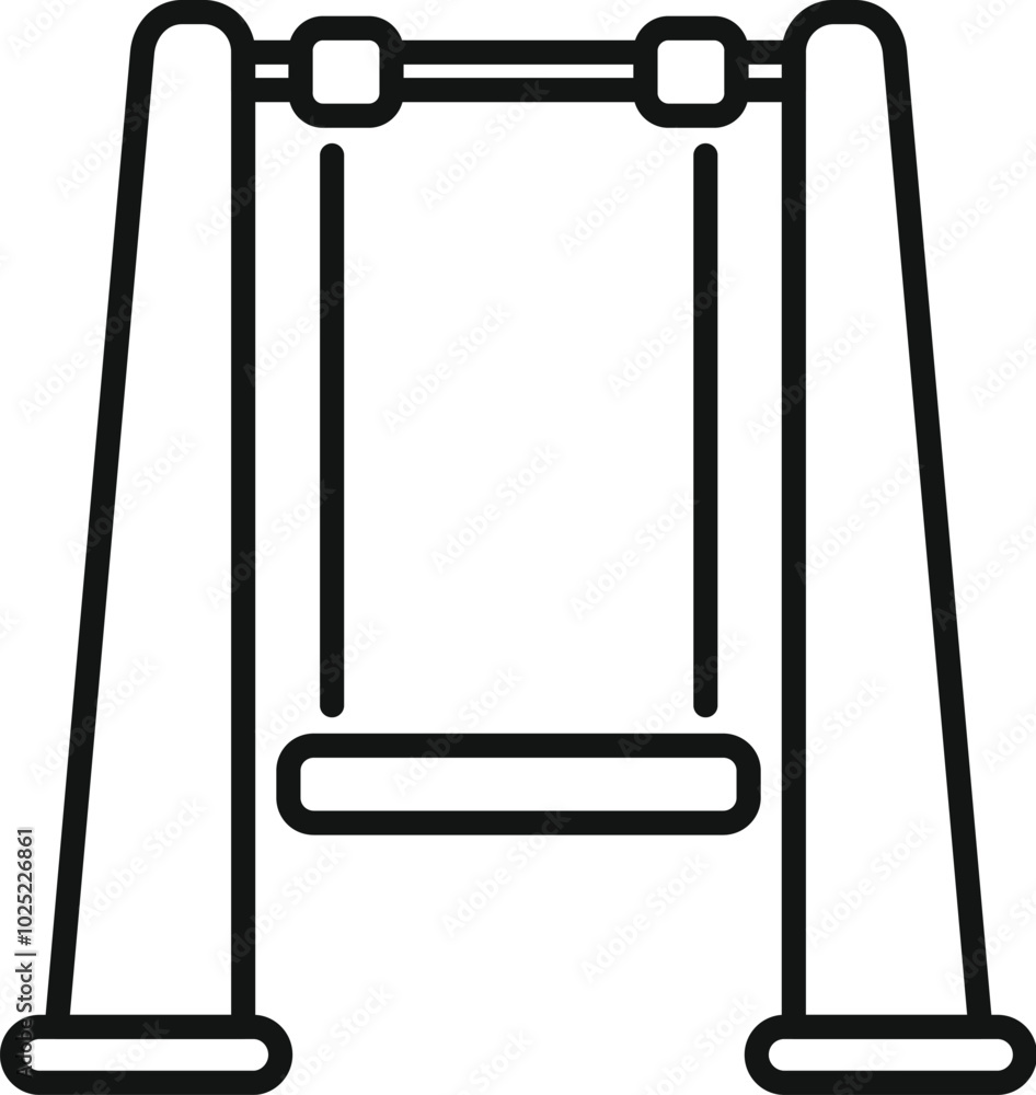 Simple vector icon of an empty swing set hanging from a metal frame Simple vector icon of an empty swing set hanging from a metal frame