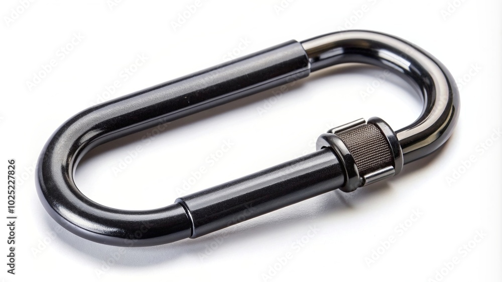 accessories, travel, hardware, camping,carabiner, fastener, high angle view, durable, Black carabiner isolated on white background; clipping path included; high angle view accessories, travel, hardware, camping,carabiner, fastener, high angle view, durable, Black carabiner isolated on white background; clipping path included; high angle view