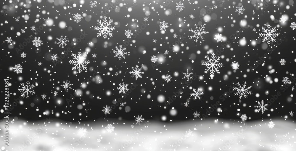 Obraz premium Isolated on a transparent background, this is a seamless realistic falling snow or snowflakes.