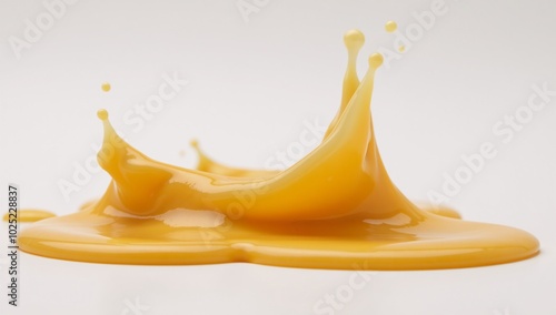 Isolated melted cheese drips on white background
