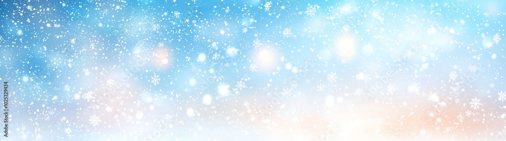 Detailed panorama banner of blue sky and snowflakes on winter background Detailed panorama banner of blue sky and snowflakes on winter background