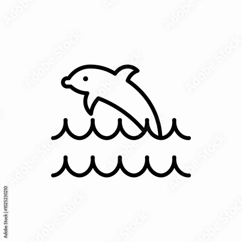 dolphin sea ocean fish icon sign vector