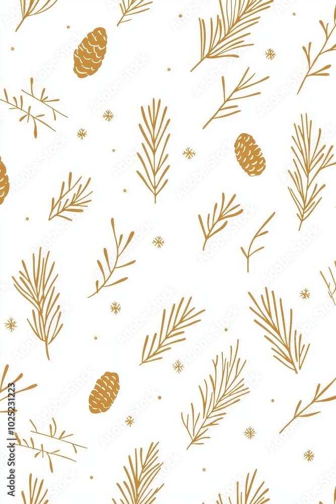 Branches of pine and conifer cones on a glittery background