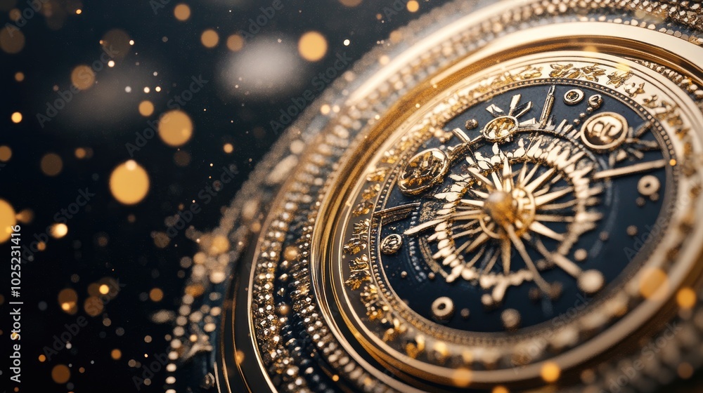 Fototapeta premium Metallic New Year Card with Elegant Designs