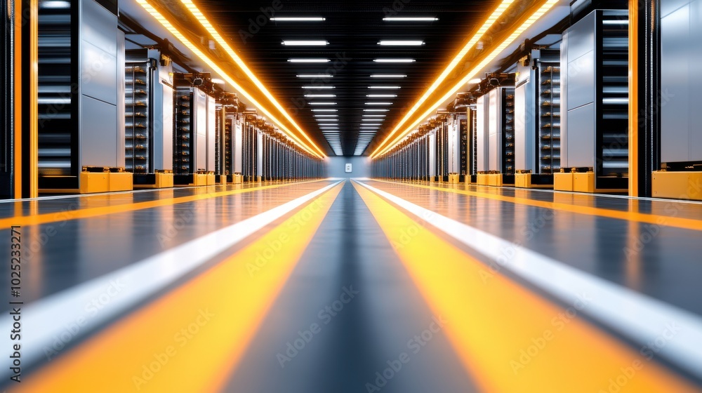 Fototapeta premium Modern AI Powered Logistics Center Interior