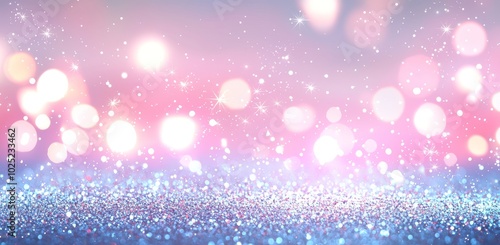 The background is made of light blue bokeh with lights and stars in the shape of a canvas, light white and pale beige add light, and pale pink and indigo add a touch of warmth.